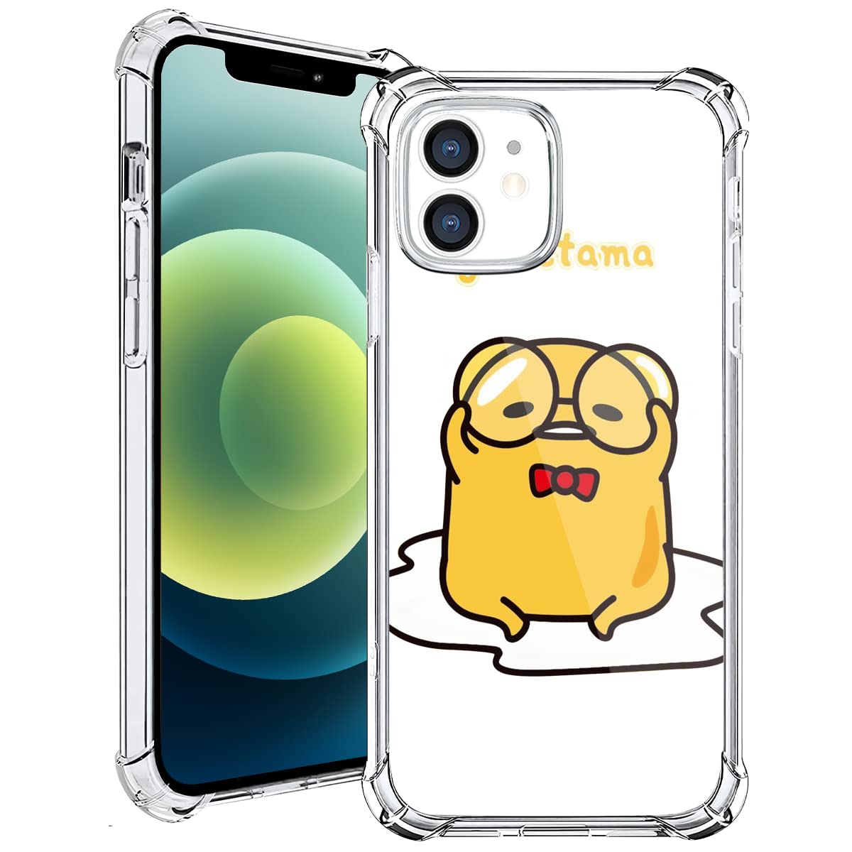 MAYCARI Cute Gudetama Case Clear for iPhone 12/12 pro 6.1 Inch, Cartoon Animal Pattern Transparent Shockproof Anti-Scratch Soft TPU Cover with Air Cushion for Boys Men Women