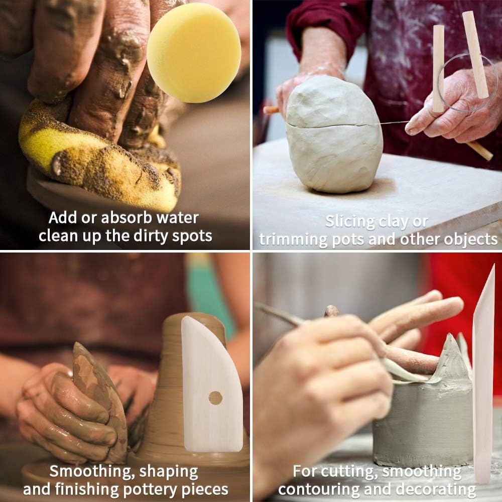 8 Pcs Ceramic Pottery Tools, Tubala Wooden Clay Carving Sculpting Modeling Tools Pottery Sculpting Tools Set