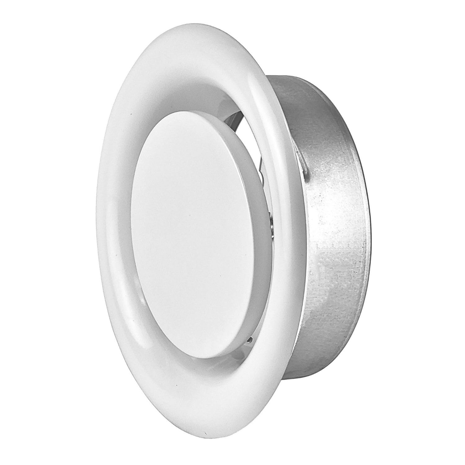 Steinberg14 White 150mm Air Exhaust Valve - 6 inch Extractor Fan Vent Cover - Round Adjustable Air Vent - Bathroom Diffuser - Wall Vent Cover - Ceiling Metal Ventilation Grille