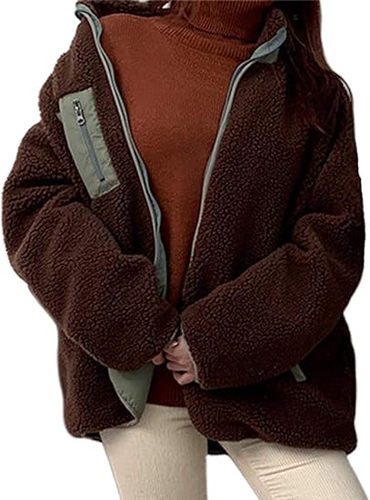 Amazon Showlovein ボアブルゾン ボアジャケット レディース ボアコート 2way アウター フリース コート ボア ジャケット ブルゾン もこもこ 防寒 ノーカラー レディース カジュアル ゆったり コート ジャケット 通販