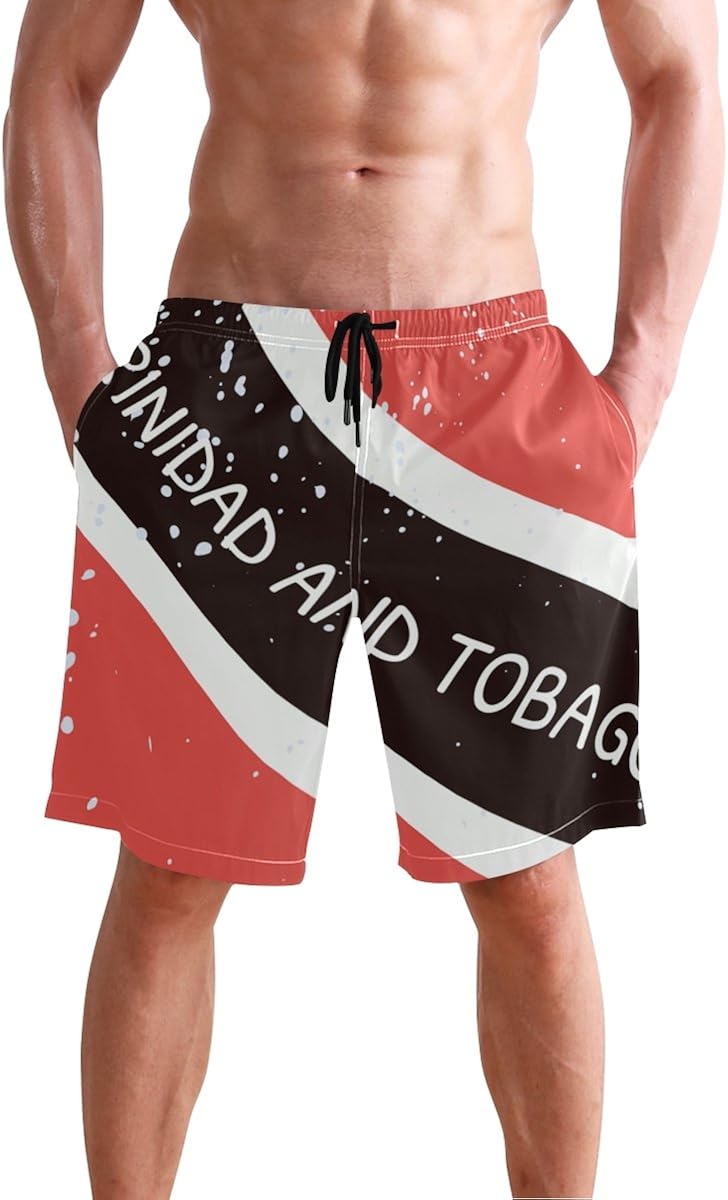 Distressed Trinidad and Tobago Flag Men's Swim Trunks Water Beach