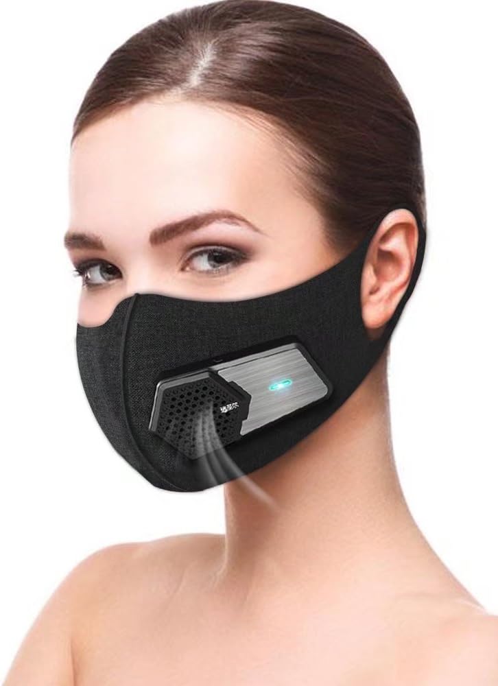 Smart Electric Mask, Mini Portable Air Purifier, Anti Pollution Mask Military Grade N95 Washable Respirator with Adjustable Straps for The Allergy/Asthma/Travel/Cycling/Adult/Children
