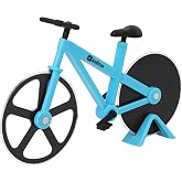 Asdirne Pizza Cutter, Bicycle Pizza Cutter Wheel with Non-Stick Stainless Steel Super Sharp Blades, Novelty Gift, 7.5", Blue