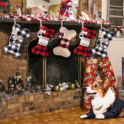 Yostyle Pet Dog Christmas Stockings Set of 3,Buffalo Plaid 18\