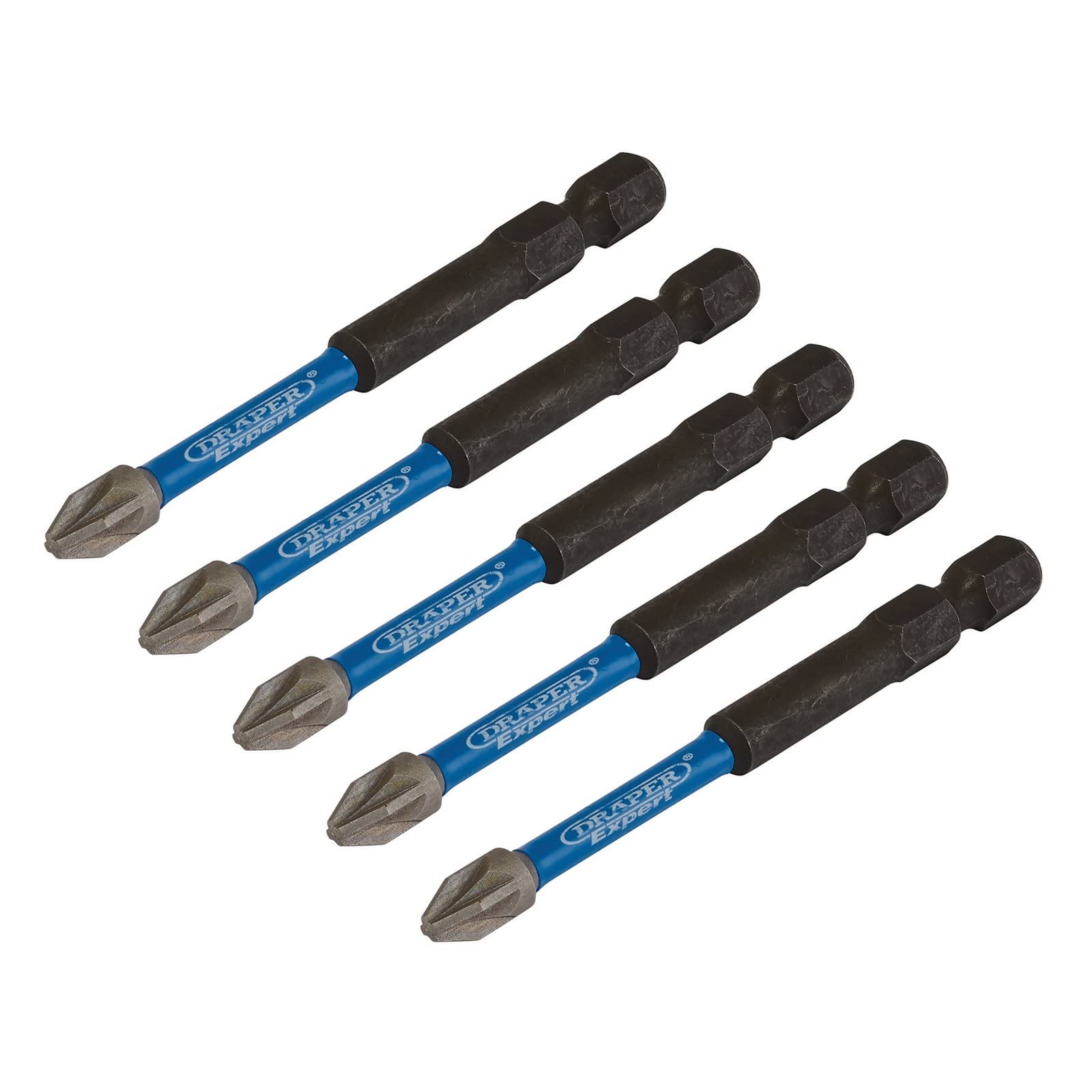 Draper 05675 PZ-Type Impact Screwdriver Bits, No.2 x 75mm (Pack of 5)