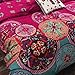 Vaulia Boho Bedding Lightweight Microfiber Duvet Cover Set, Bohemia Exotic Patterns Design, Bright Pink - King Size 3-Piece Set (1 Duvet Cover 2 Pillow Shams)