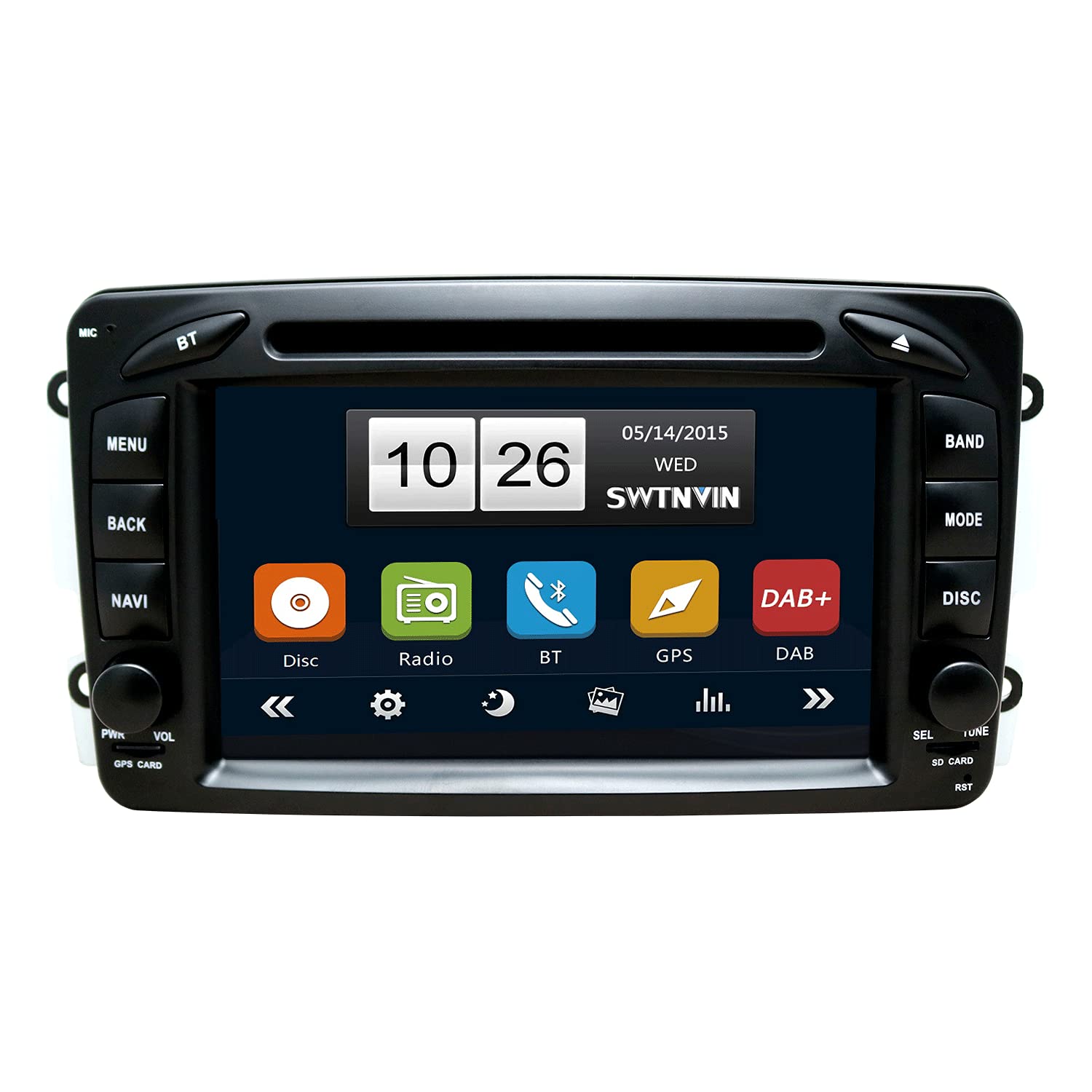 SWTNVIN Car Radio Stereo Fits for Mercedes-Benz CLK W209 C Class W203 A-Class Viano In Dash 7 Inch GPS Navigator Double Din Head Unit Support USB SD FM AM RDS Video Bluetooth SWC DVD CD Playerโฆ