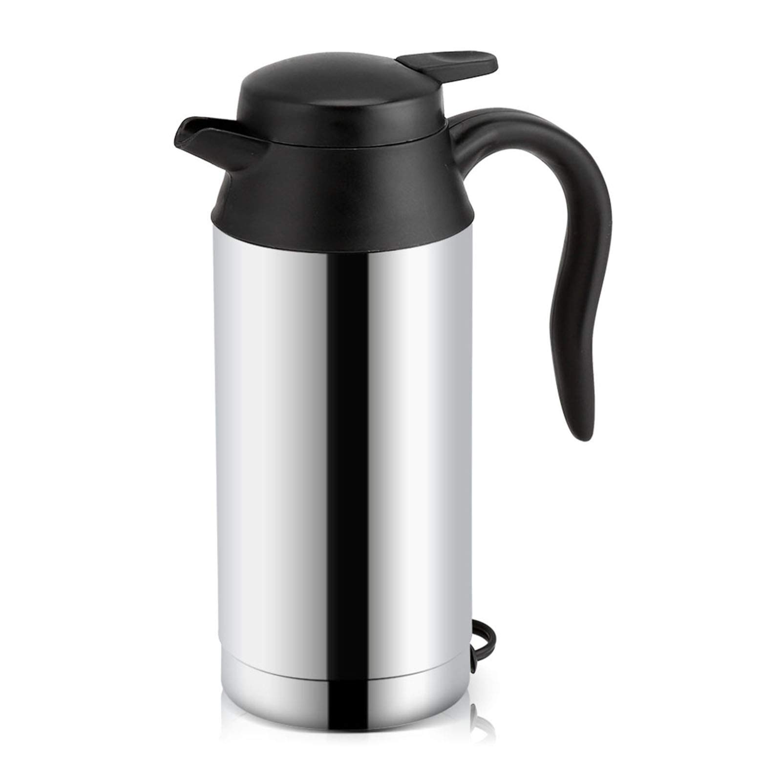 750ML 12V Portable Travel Electric Kettle Car Kettle Stainless Steel Water Kettle with Heating Cup for Car Rubber Sealed Hot Water
