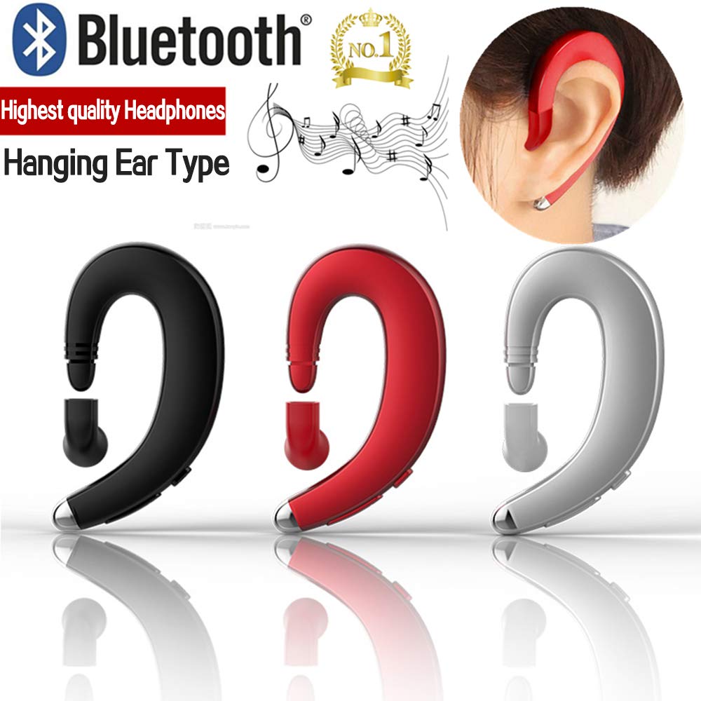SLUB Ture Wireless Bluetooth Invisible Single Earbud with Microphone Noise Cancelling  Waterproof Ear-Hook Non Ear Plug Sport Headset for  Cell Phone(Black)