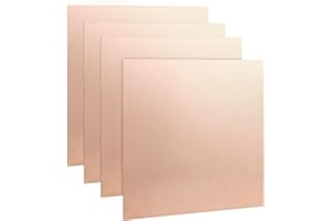 ZOFORTY 4Pcs Pure Copper Sheet 6 x 6 Inch 24 Gauge/0.5mm Metal Copper Plate Film Attached Copper Plates for Crafts, Jewelry, Repair, Electrical, Industry