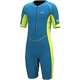 Hevto Kids Wetsuit Shorty for Boys Toddler Girls Youth 2mm Neoprene Thermal Wet Suit Front Zip for Swimming Snorkeling Surfing Diving