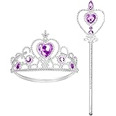 Cocojeci Tiara for Little Girls Princess Crown, Princess Dress Up Tiara and Wand Birthday Crown for Girls 3-6 Kids Toy Gift