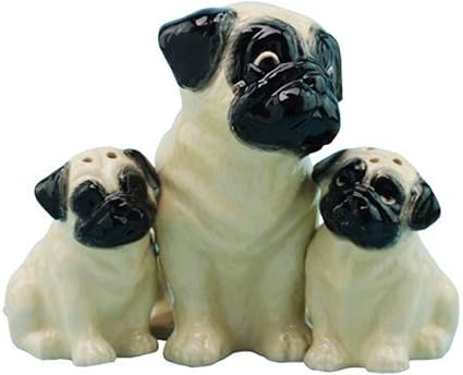 Mere Avec Ses Deux Bebe Carlin Pups Set De Sel Et Poivre Shaker Magnetique Amazon Fr Cuisine Maison