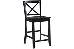 Linon Home Dcor Black X Back Counter Stool, 16" W x 17.91" D x 37.01" H