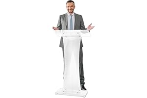 AdirOffice Clear Acrylic Podium, Ideal for use as Pulpits for Churches, Podium Stand for Wedding, or as Acrylic Lectern