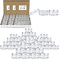 (Quantity: 200 Pieces) Beauticom 5G/5ML Round Clear Jars with Screw Cap Lid BPA Free