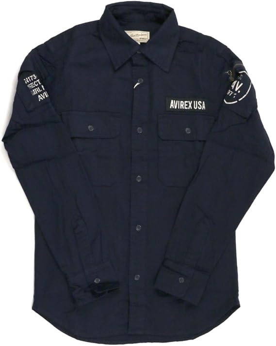 Amazon アビレックス Avirex ファティーグ カーキ シャツ ミリタリー シャツ Xl 87 Navy シャツ 通販