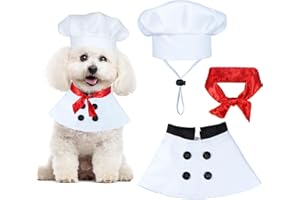 GOYOSWA Dog Halloween Costumes, Dog Chef Costume Chef Hat Clothes with Red Scarf Funny Holiday Clothes Outfit Halloween Costumes for Small Medium Large Dogs Pets (Small)