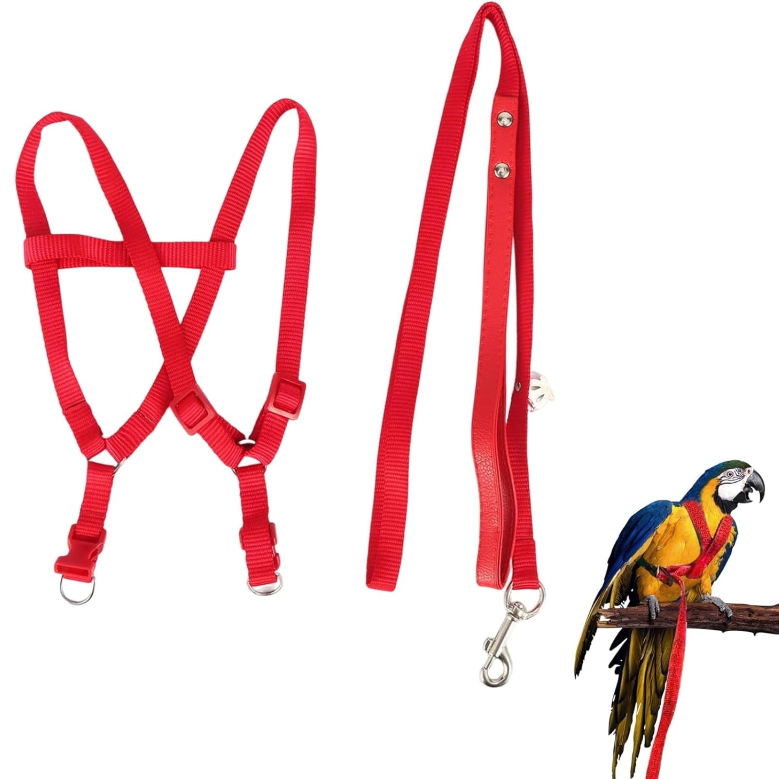 Felenny Bird Harness and Leash Adjustable Bird Leash Essential Accessories Outdoor Flying Anti-bite Suitable for Scarlet Macaw Sun Conure Cockatiel parrot