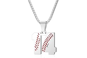 Wikavanli Personalized Baseball Jersey Number 00-99 Necklace - Stainless Steel Baseball Chain Pendant Necklace - Team Jewelry Gift for Boys, Girls, Men, Women