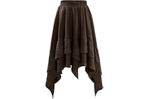 Bridesmay Women's Renaissance Skirt Flowy lace Tiered Asymmetrical Fairy Midi Skirts