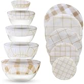 Tirphy 5-Size Beeswax Bowl Covers for Bread Proofing 4/6/8/10/12 Inch | Reusable Elastic Cotton Cloth Sourdough Cover - Shower Caps for Sourdough Bread