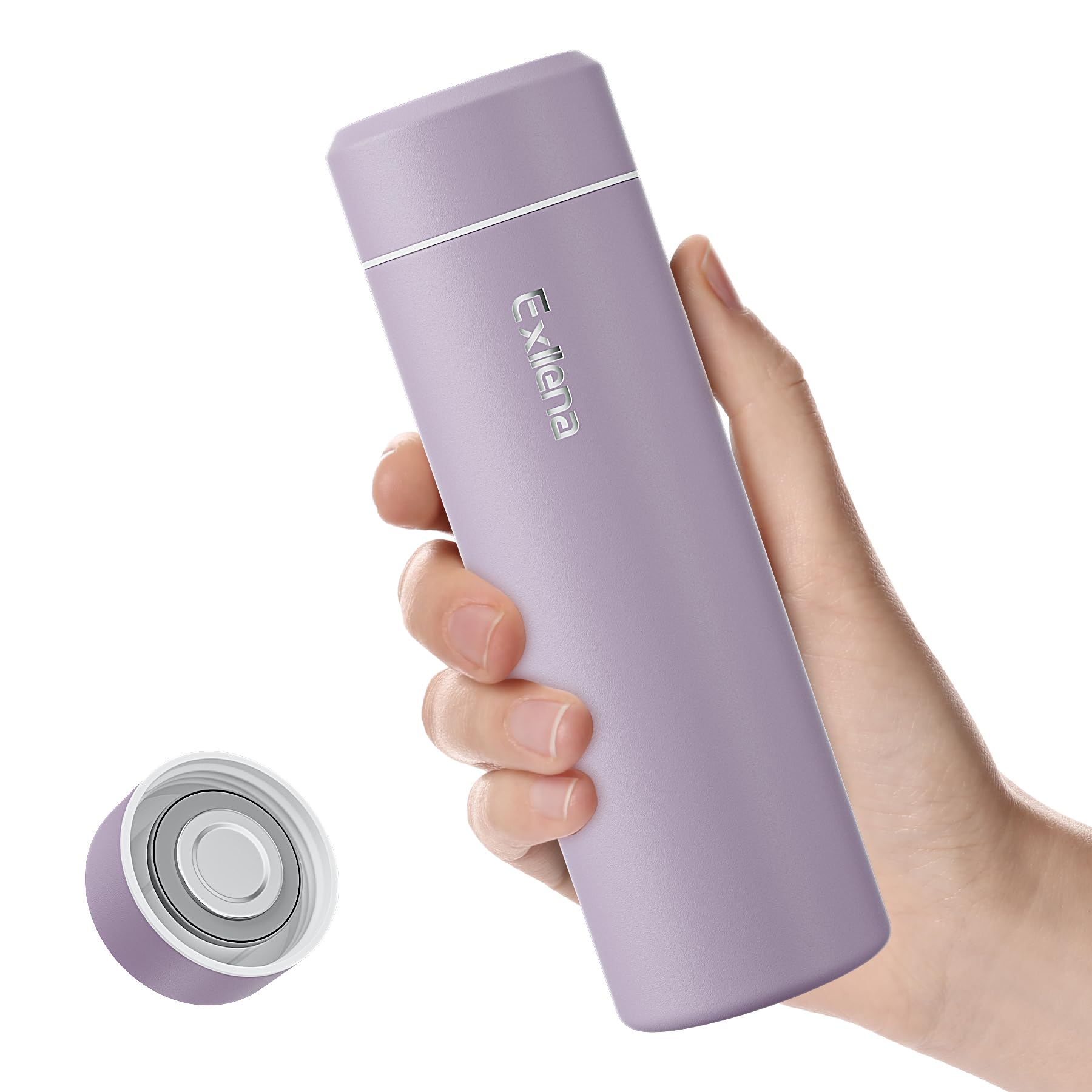 Photo 1 of ?Upgraded?Exllena Small Insulated Water Bottle 12 oz/350ml– Mini Insulated Water Bottle for Hot & Cold Drinks, Perfect Small Water Bottle for Travel, Purse...(Light Purple)