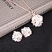 POKICH Rose Gold-Tone Pink Flower Stud Earring and Pendant Necklace Set Costume Fashion Jewelry Set for Women
