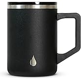 Elemental Insulated Coffee Mug - Triple-Wall Stainless Steel Summit Travel Cup for Hot and Cold Drinks - Thermal Coffee Mug with Lid and Handle for Camping, Office & Travel 16oz - Black