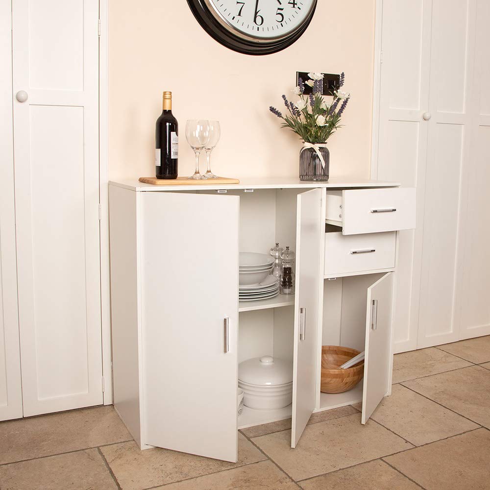 Wido MODERN WHITE WOODEN SIDEBOARD CUPBOARD STORAGE UNIT HALLWAY