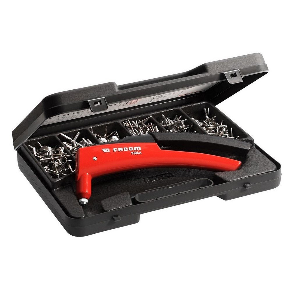 Facom Y.RIV1 Maintenance Kit with Riveter, 450 Pieces Aluminium Blind Rivets in Box