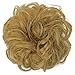 FESHFEN Messy Bun Hair Piece Hair Bun Scrunchies Synthetic Light Gloden Blonde Wavy Curly Chignon Ponytail Hair Extensions Thick Updo Hairpieces for Women Girls 1PCS