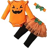 Singcoco Baby Girl Halloween Outfit Pumpkin Bodysuit whit Headband