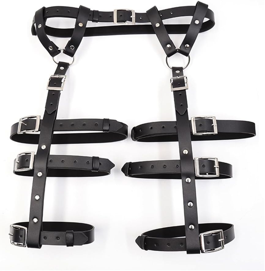 TAKIYA Women's Sexy Punk Leather Harness Garter Belt Adjustable Waist Leg Cage Belt