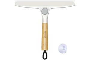MR.SIGA All Purpose Silicone Squeegee for Shower Door, Mirror, Glass, Streak Free Shower Squeegee, Pivoting Bamboo Handle, Includes 1 Suction Hook, 10 inch Wide, 1 Pack