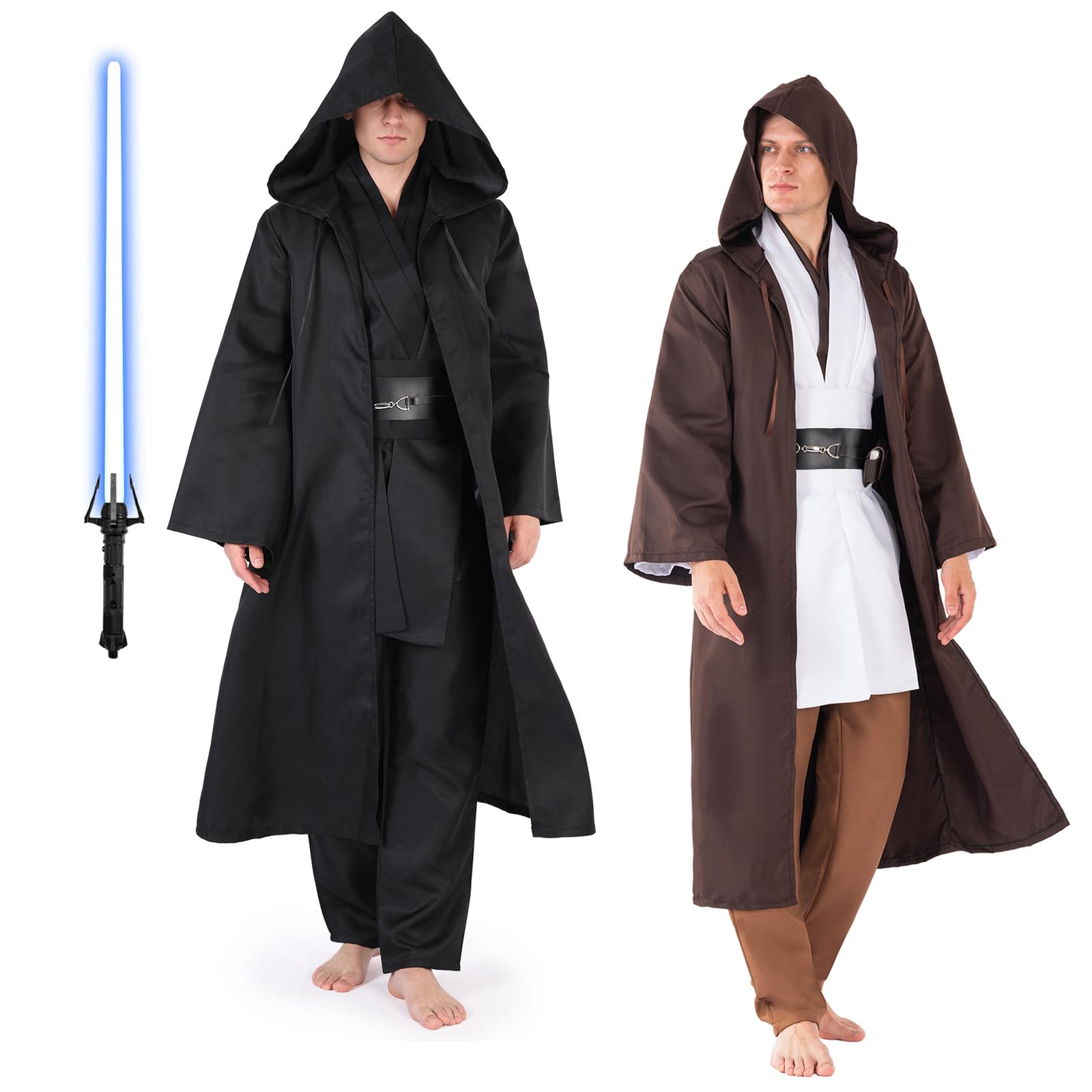 Photo 1 of Jedi Robe Luke Costume Anakin Skywalker Costume Warrior Role Play Cloak Knight Outfits Tunic Hooded Cape Halloween Accessories