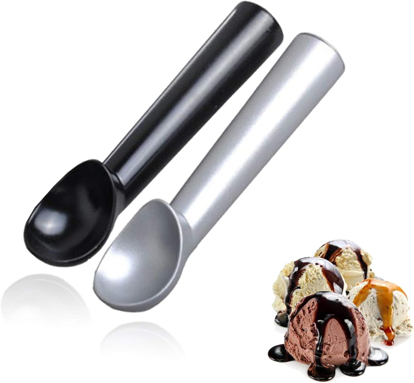 2 Eisportionierer, Klassische Antihaft-Eisportionierer, 18 cm Eisportionierer mit Frostschutzgriff, für Harteis, Obstbrei und Kartoffelbrei