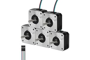 BESJMYT Nema 17 Stepper Motor 5PCS High Torque (145mNm/20.53oz.in) Bipolar 20.5MM Body Length 1A/3.5V 1.8 Deg 2 Phase for 3D Printer with 1m Cable and Connector