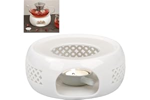 KAYCROWN Teapot Warmer, Ceramic Tea Warmer with Tealight Holder, Teapot Heater for Heating Tea, Coffee, Milk, Tea Light Warmer, Suitable for All Teapots