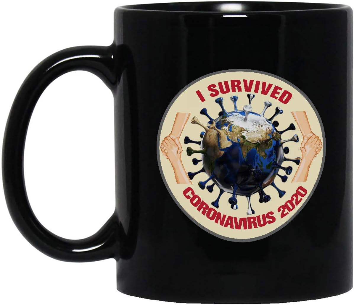 I Survived Corona-Virus 2020 Coffee Mug - Double-Sided Print Ceramic Mug Best Christmas gift or Birthday Presents for Your Friend, Your Grandma/Grandpa, Your mother/father – Black size: 11OZ mug