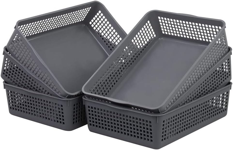 Cadine 6Pack Rectangular Storage Basket, A4 Storage Baskets, Office
