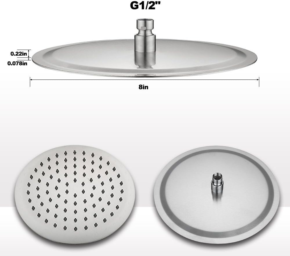 Derpras Round Rain Shower Head, 304 Stainless Steel - Image 5