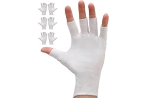 EXEXIUO 3 Pairs of Fingerless Cotton Gloves 100% White Cotton Moisturizing Gloves Cut 5 Fingertips Overnight Hydration Fits Most Dry Hands, Eczema Gloves