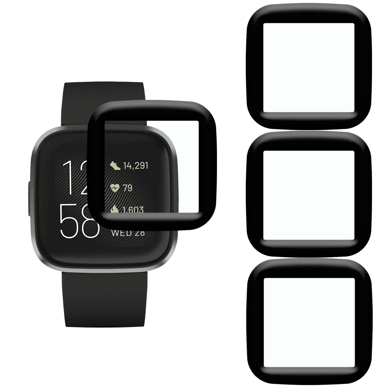KELOLIN Screen Protector for Fitbit Versa 2, Easy to Install [4 Pack] 3D Curved Edge Anti-Scratch,Anti-Fingerprint HD Ultra Shatterproof Flexible Protector Compatible with Fitbit Versa 2