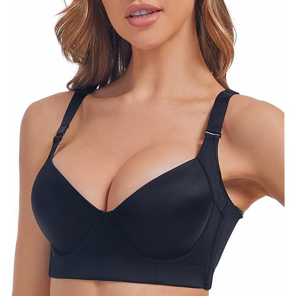 Asntrgd Women's Wirefree Push Up Bra - Full Coverage Minimizer With Side Support, White Daisy