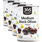 365 by Whole Foods Market, Ripe Medium Pitted Olives, 6 Ounce (Pack of 4)