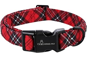 ARING PET Christmas Dog Collar, Cute Red Black Plaid Pet Collars with Quick Release Buckle for Puppy Small Medium Large Boy Girl Dogs-S