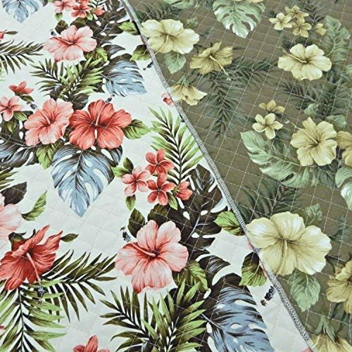 キルティング生地 オフホワイト ハワイアン柄 手芸 おしゃれ 布 布地 キルト 1ｍ単位 B07spz74f3 856円