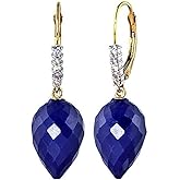 Galaxy Gold GG 14k Solid White Rose and Yellow Gold Earrings with Drop Briolette Sapphires and Diamonds