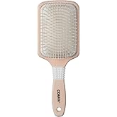 Conair Paddle Hair Brush, Ceramic Wood, with Nylon Bristles, Off White | Paddle brush design for all hair types, smooth and shine styling, lightweight design, comfortable grip
